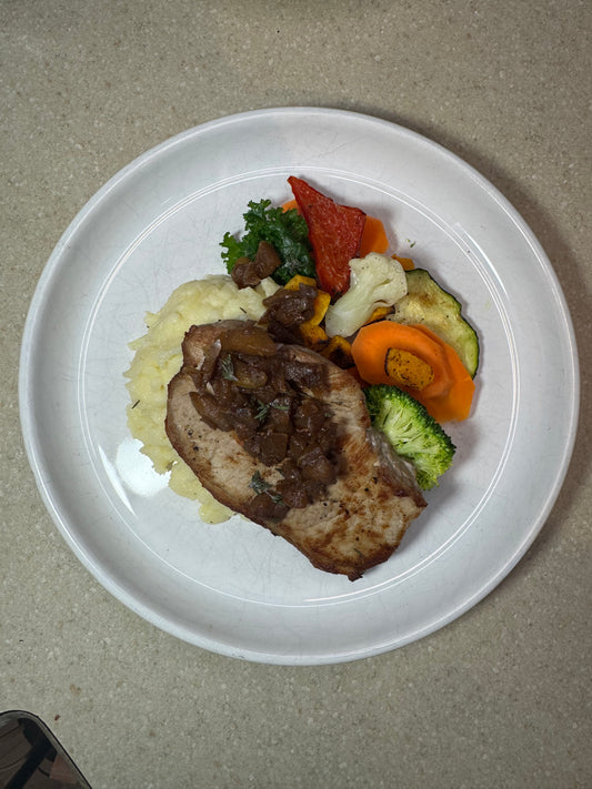 Herb-Crusted Pork Loin with Apple Onion Chutney (Serves 4)